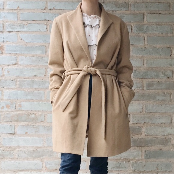 Louben Jackets & Blazers - Louben Camel Coat Beige Tan Belted Open Overcoat